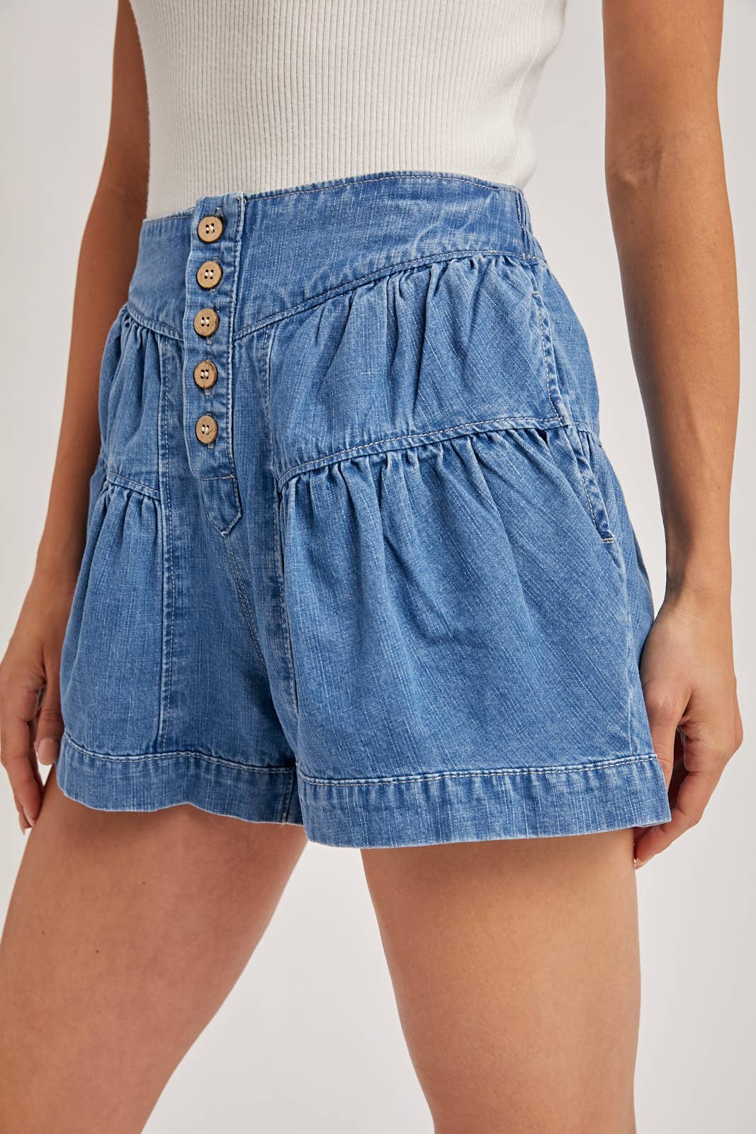 Free Spirit Pleated Denim Shorts