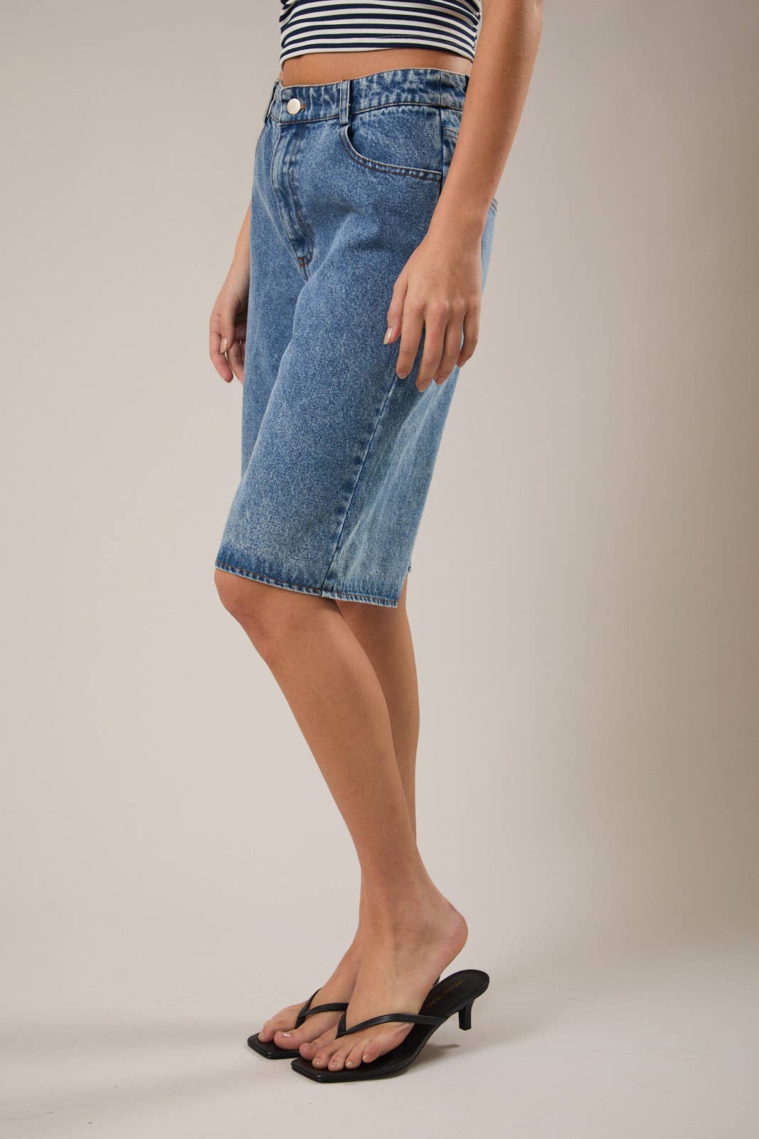 Washed Denim Bermuda Shorts
