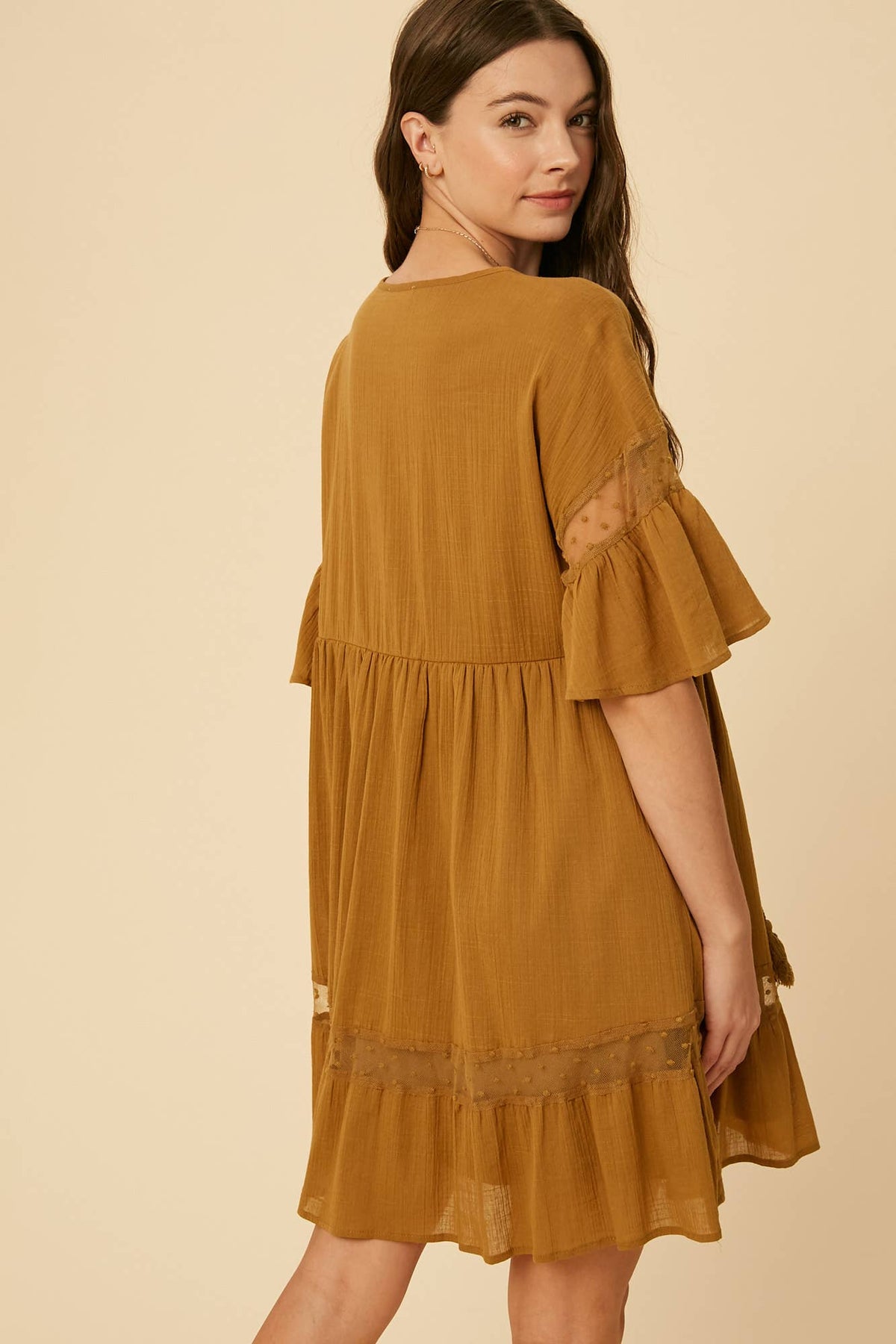 Lace Detail Tiered Mini Dress