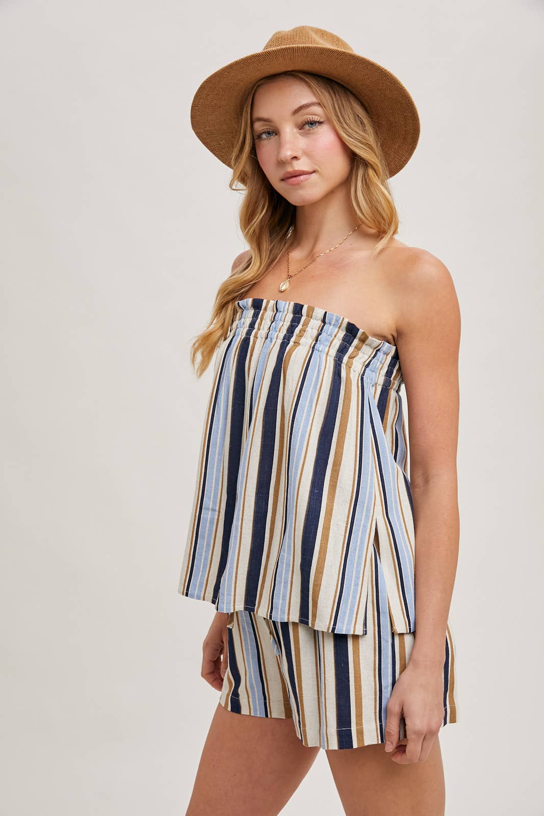 Striped Smocked Top & Shorts Set