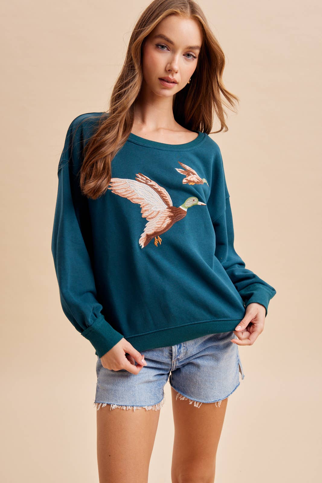 Embroidered Duck Pullover