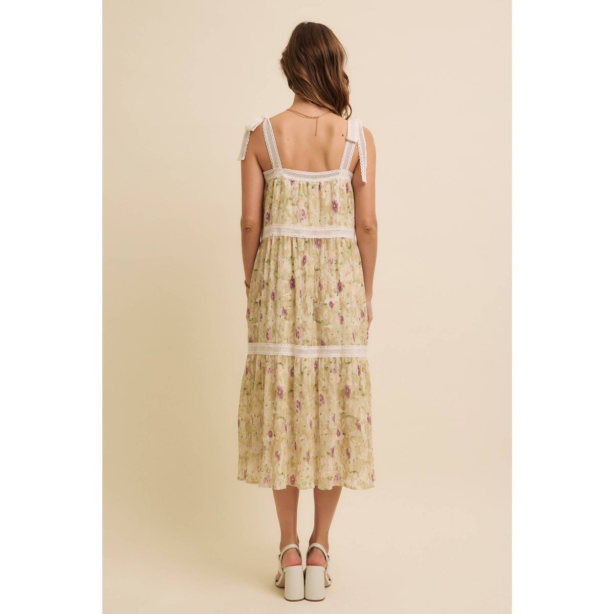 Floral Chiffon Pleated Midi Dress