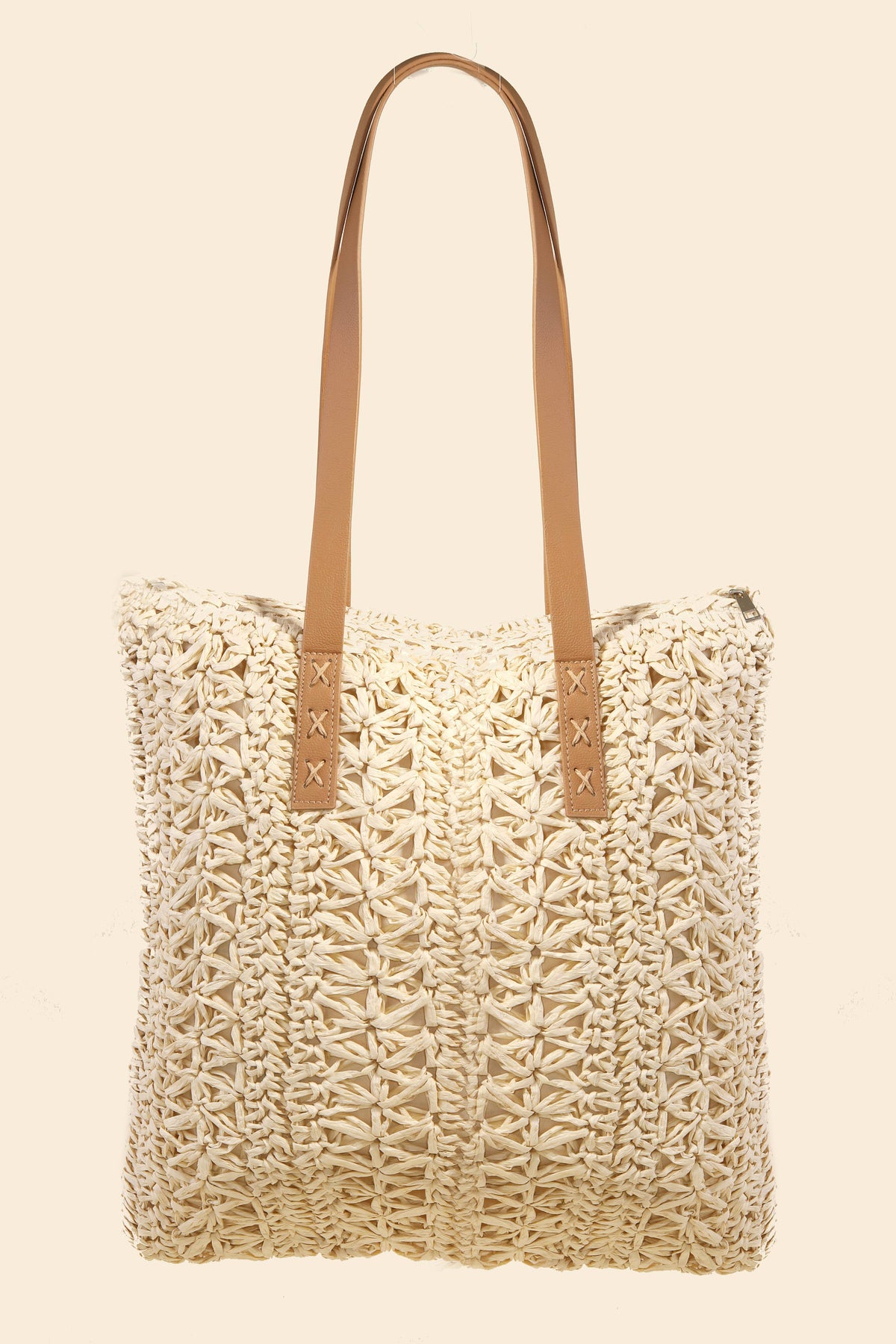 Straw Braided Rectangle Tote Bag
