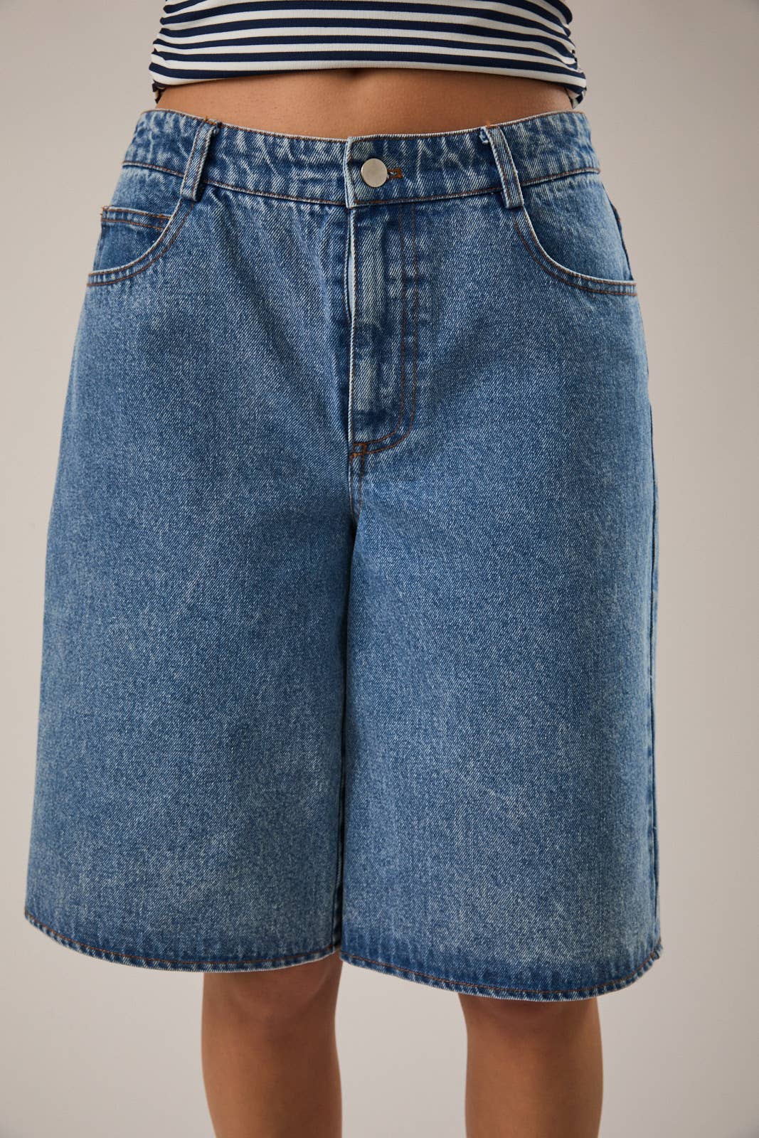Washed Denim Bermuda Shorts