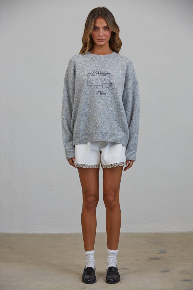Cafe De Paris Embroidered Multicolor Sweater