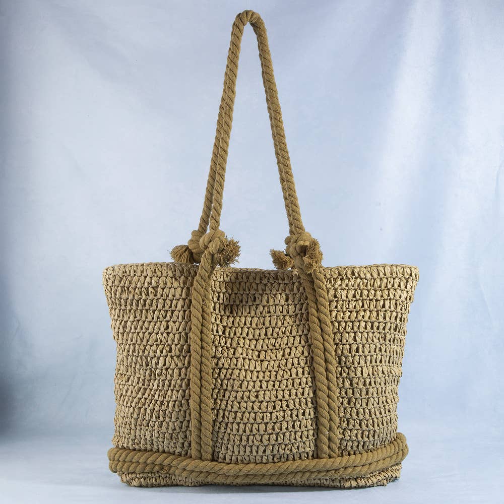 Straw Tote Bag With Rope Handles