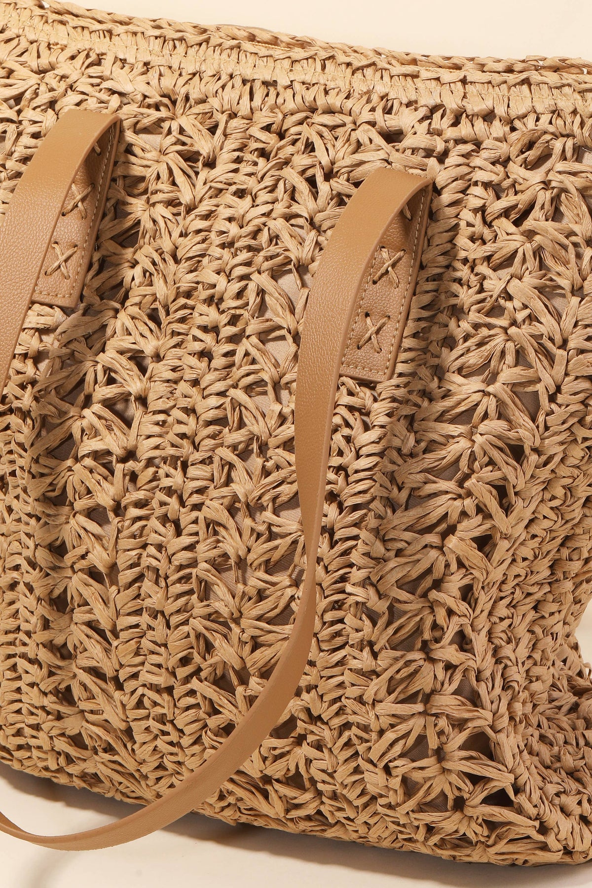 Straw Braided Rectangle Tote Bag