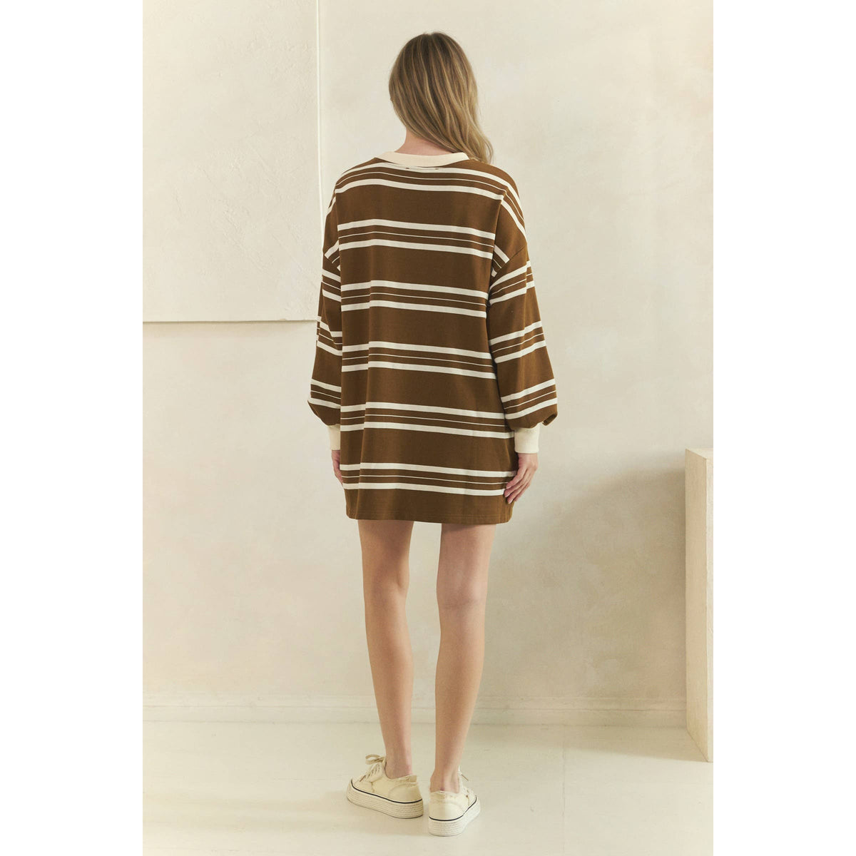 Coastal Breeze Stripe Sweatshirt Dress