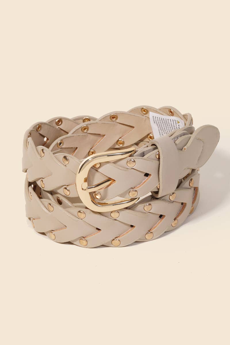 Ivory Braided Studded Belt