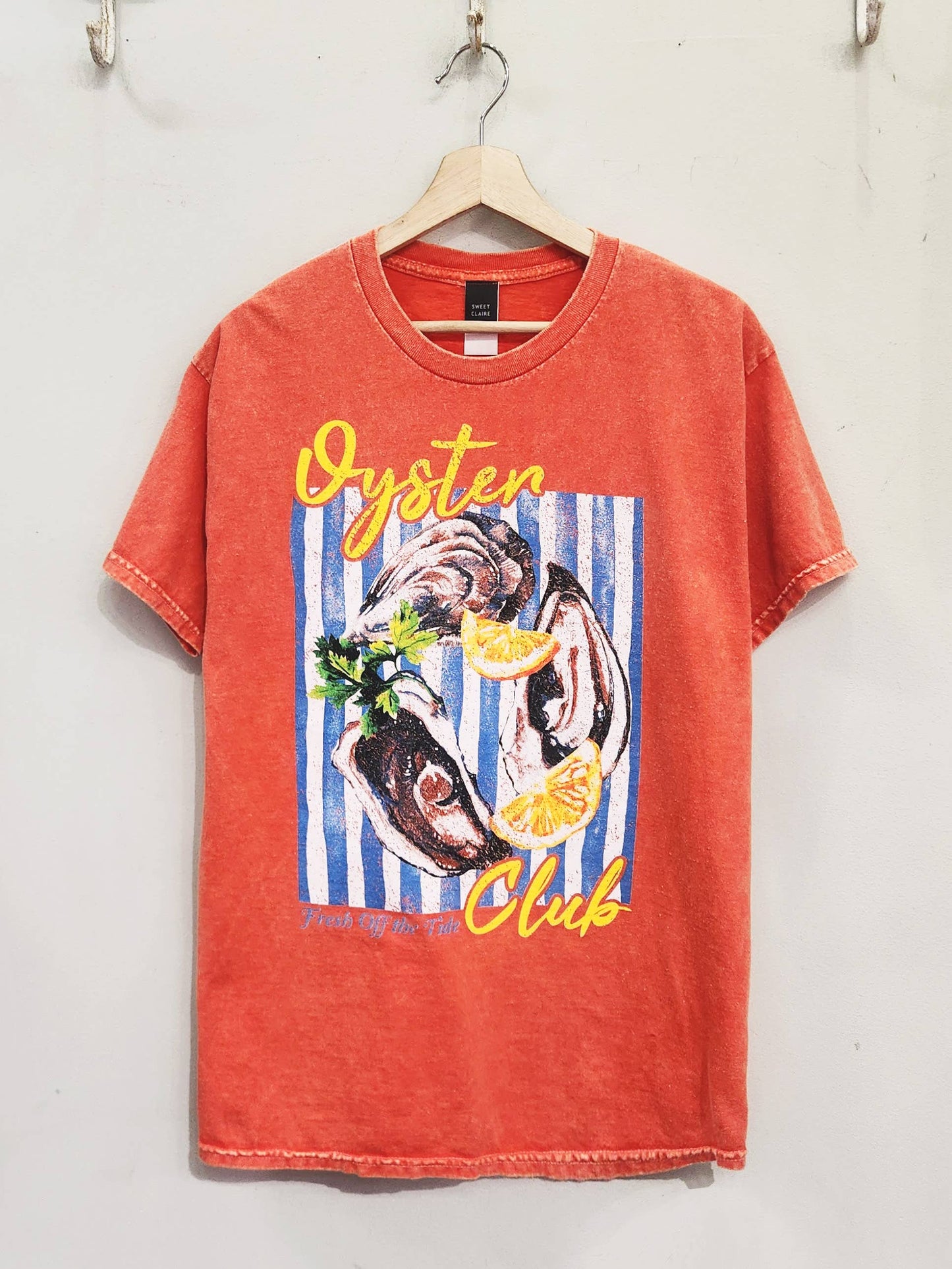 Oyster Club Seafood Mineral-Dyed Tropical Graphic Tee