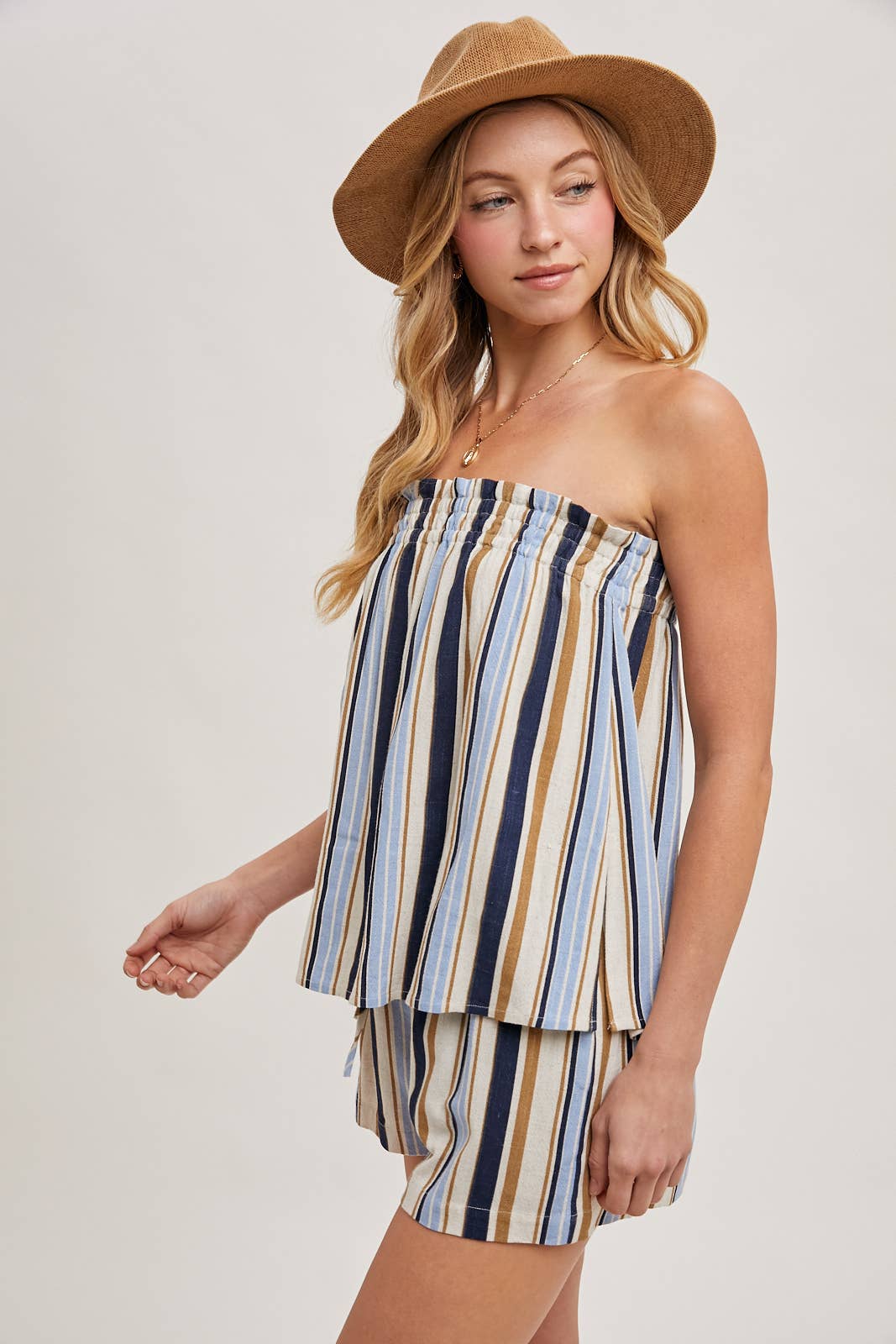 Striped Smocked Top & Shorts Set