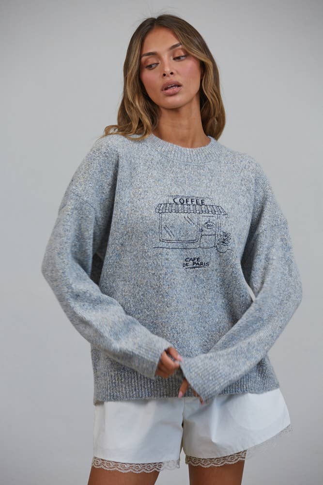 Cafe De Paris Embroidered Multicolor Sweater
