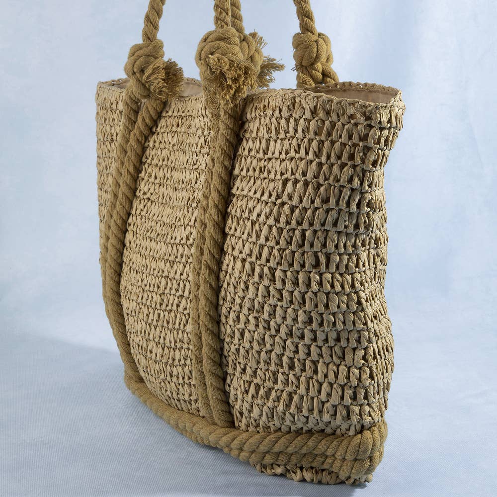 Straw Tote Bag With Rope Handles