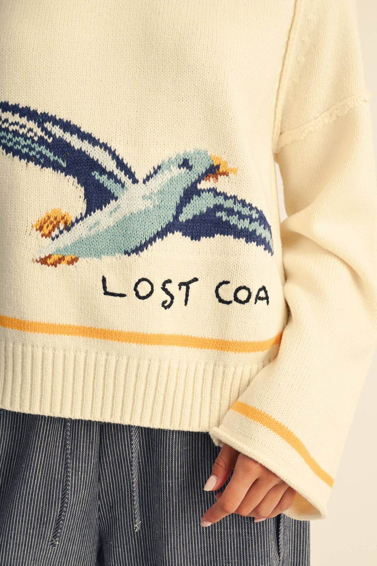 Coastal Seagull Graphic Sweater