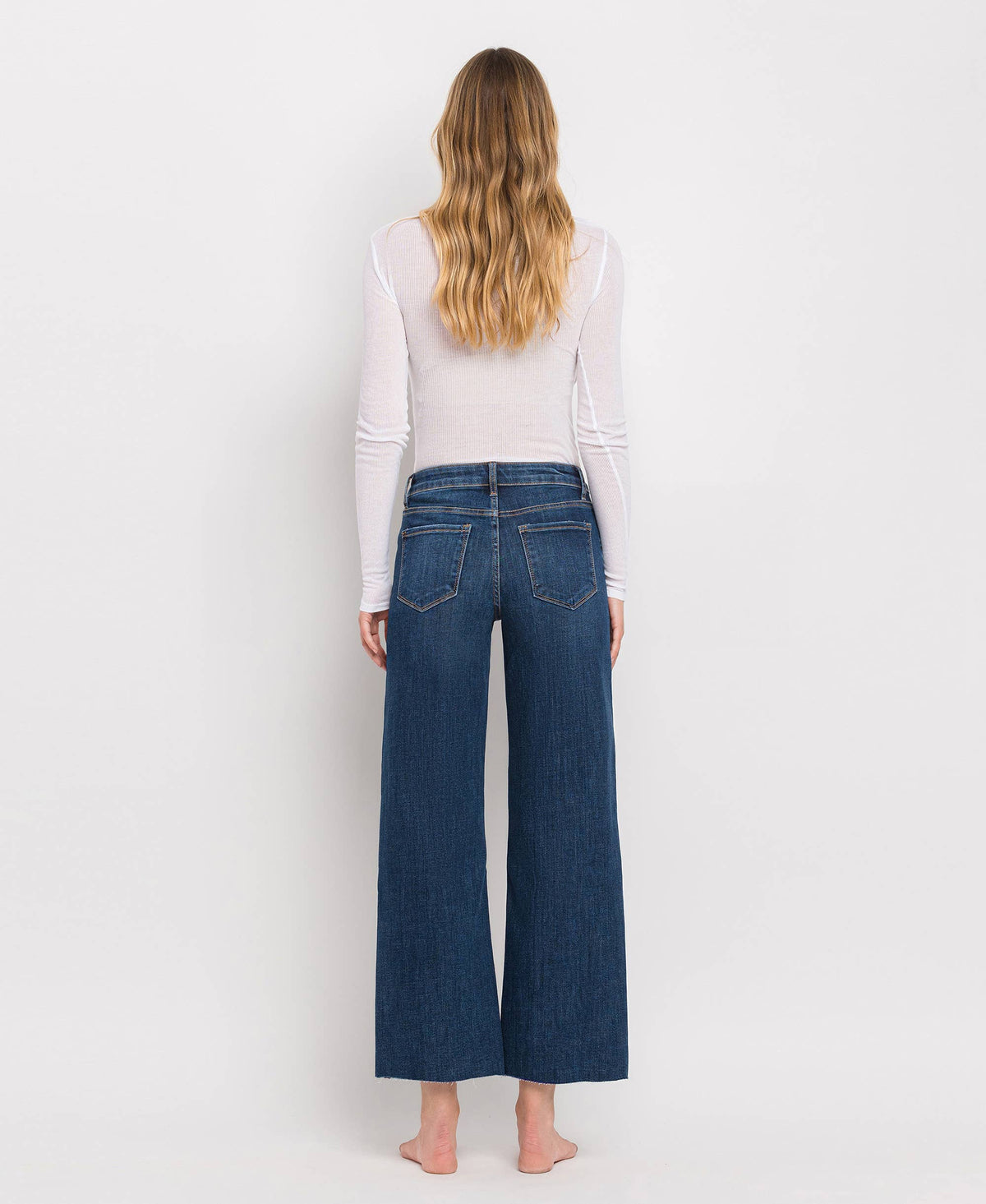 Tummy Control Mid Rise Dark Wash Wide Leg Jeans