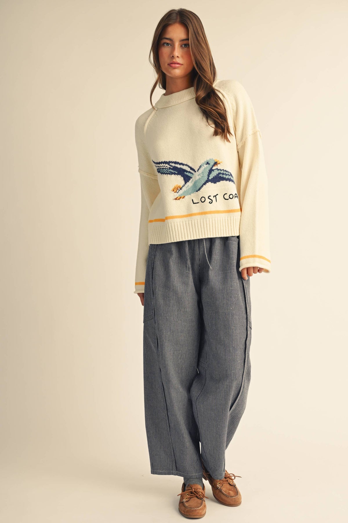 Coastal Seagull Graphic Sweater