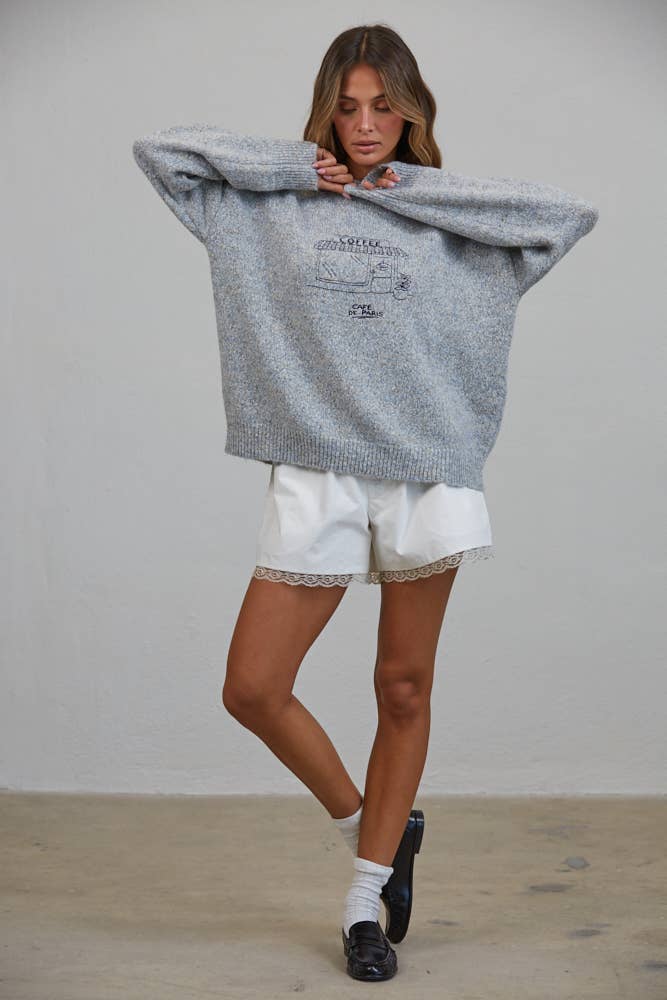 Cafe De Paris Embroidered Multicolor Sweater
