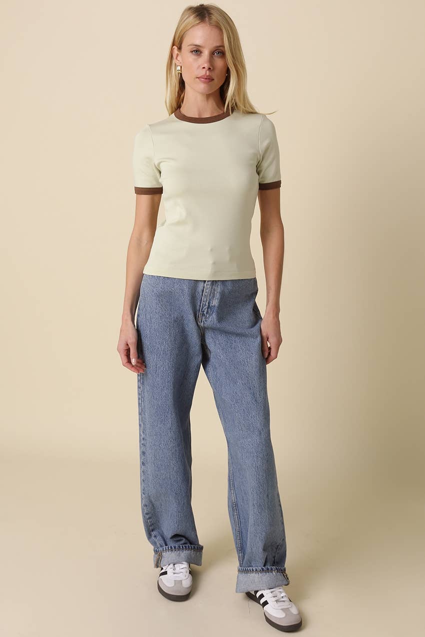 Ivy Contrast Trim Crewneck Tee