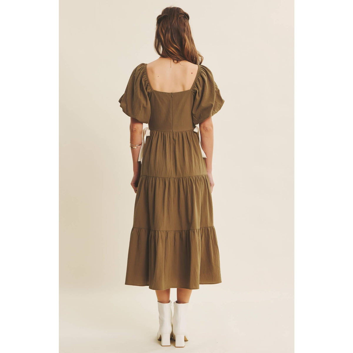 Rustic Bloom Crochet Cotton Midi Dress