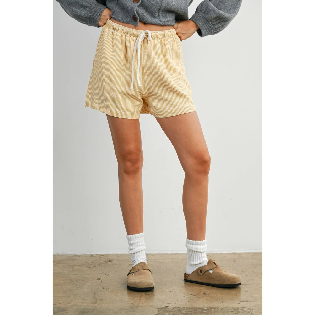 Casual Striped Drawstring Shorts