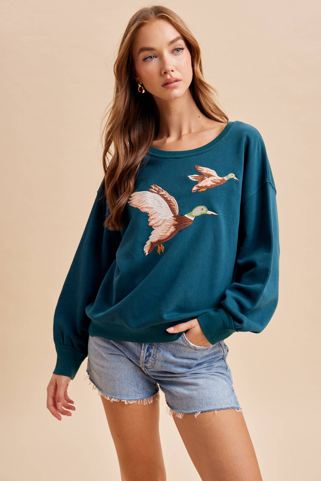 Embroidered Duck Pullover