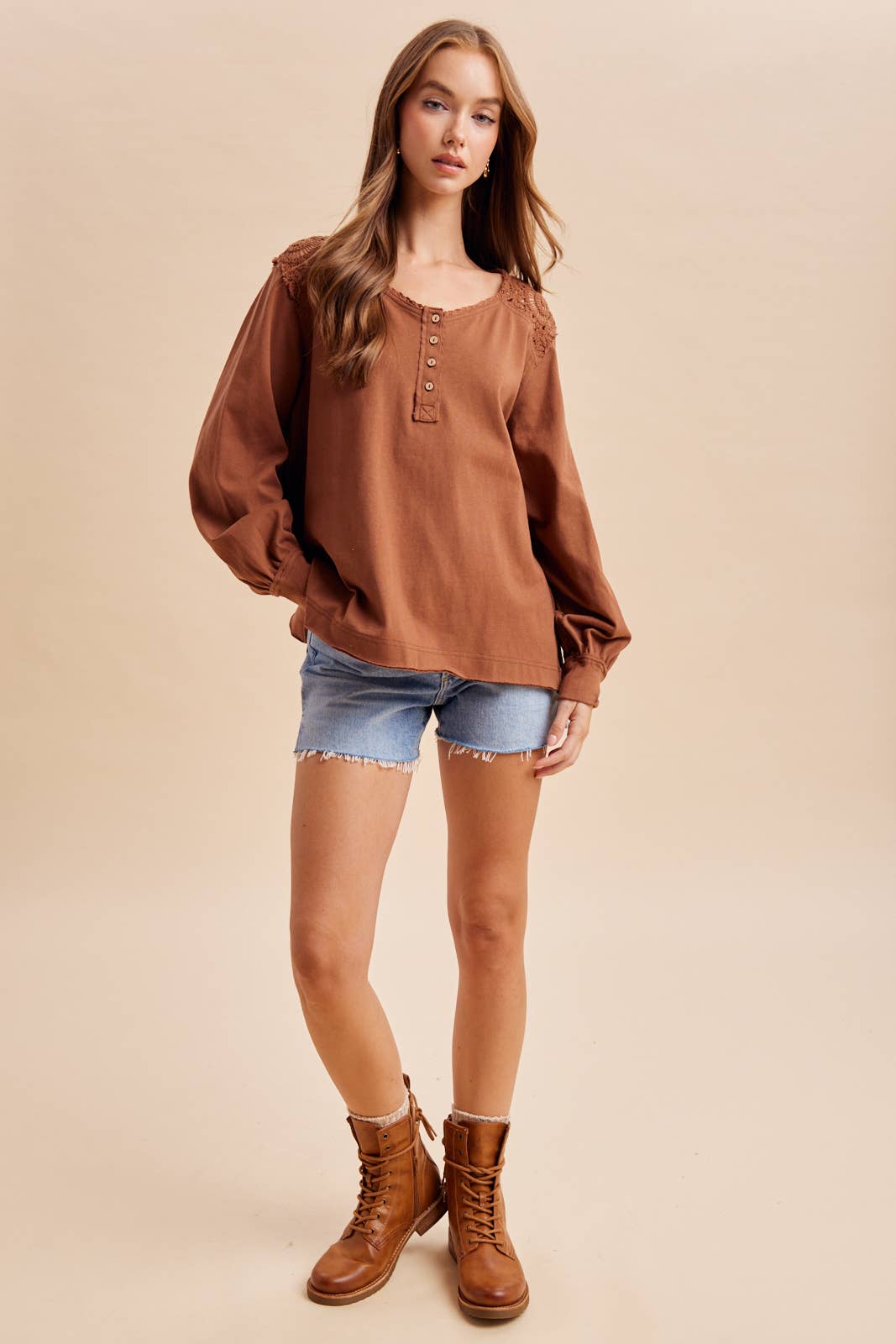 Vintage Wash Crochet Lace Top