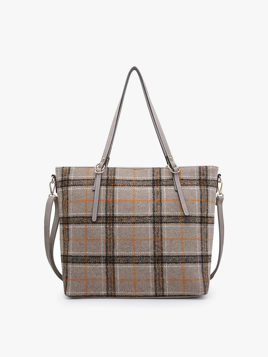 Ingrid Plaid Zipper Tote