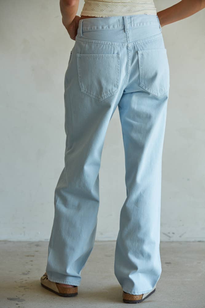 Light Blue Straight Leg Jeans