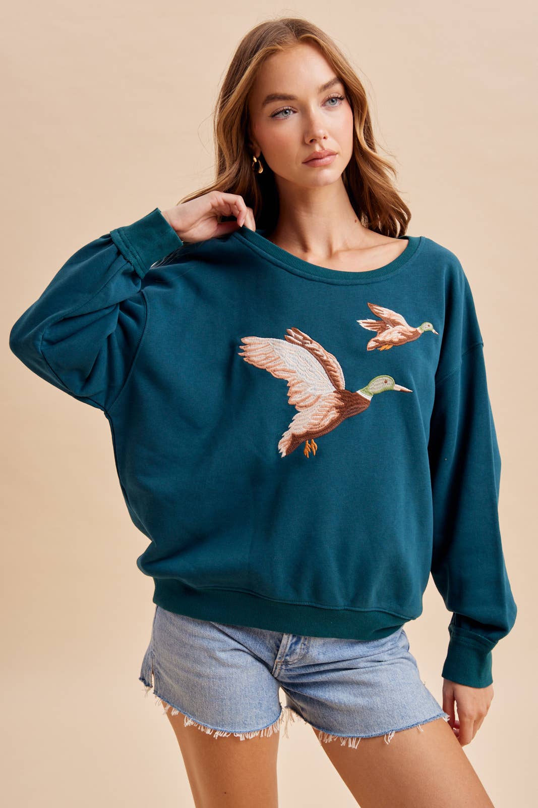 Embroidered Duck Pullover