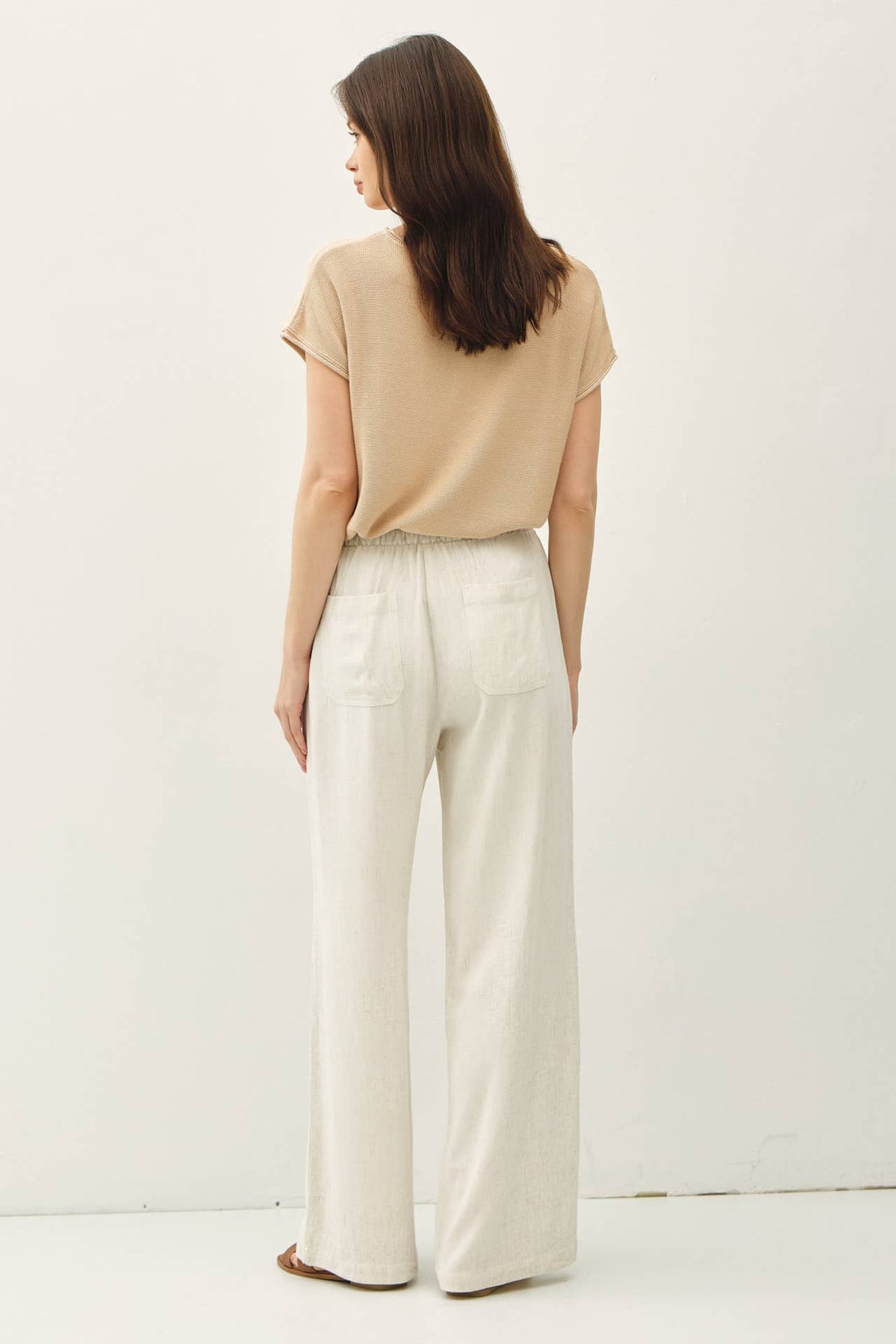 Linen Blend Wide Leg Pants