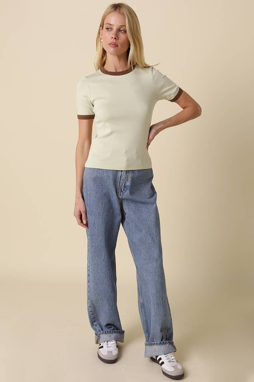 Ivy Contrast Trim Crewneck Tee