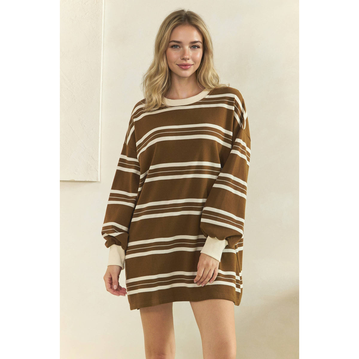 Coastal Breeze Stripe Sweatshirt Dress