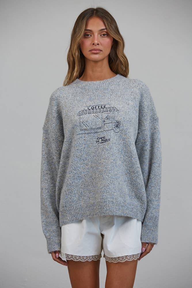 Cafe De Paris Embroidered Multicolor Sweater