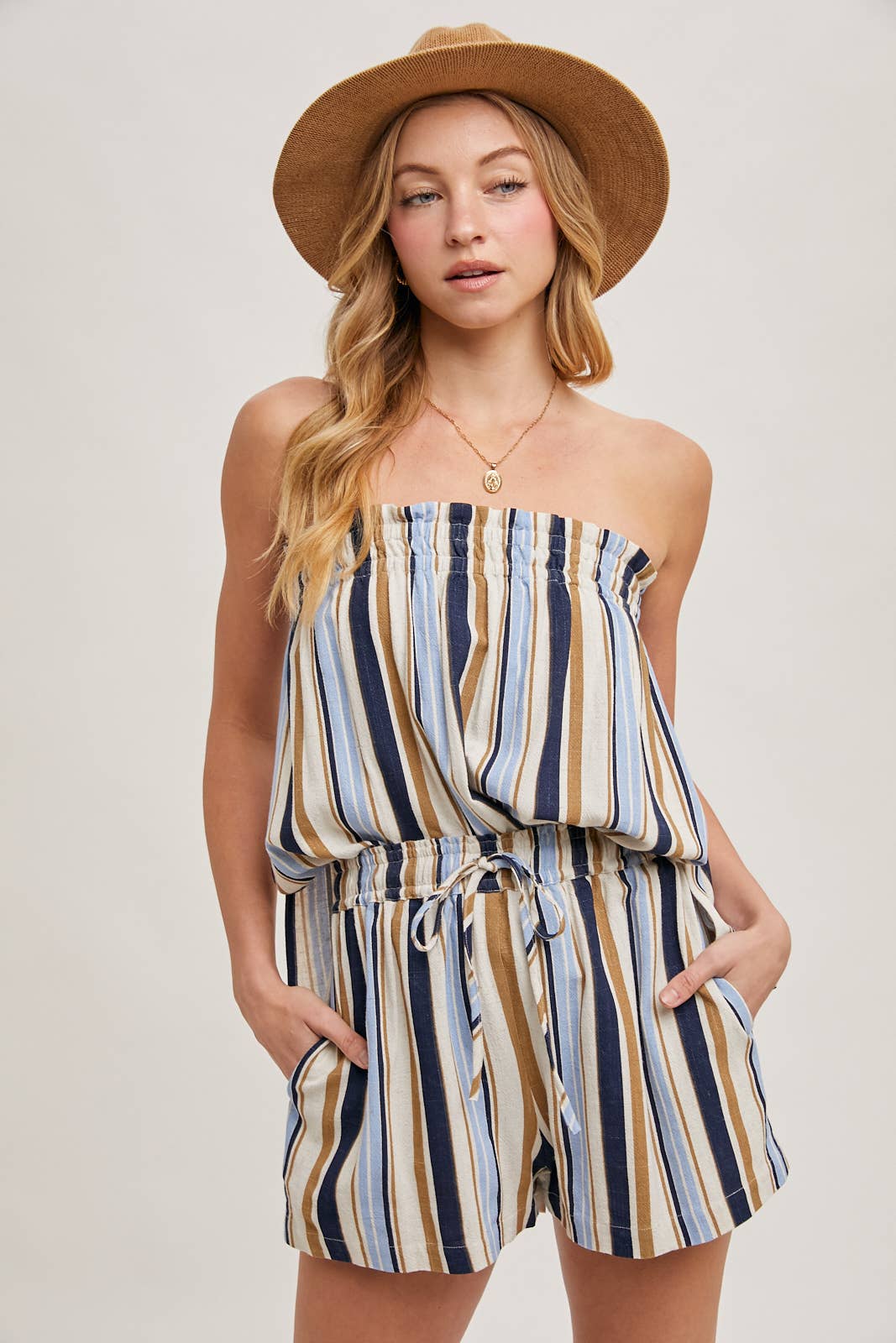 Striped Smocked Top & Shorts Set