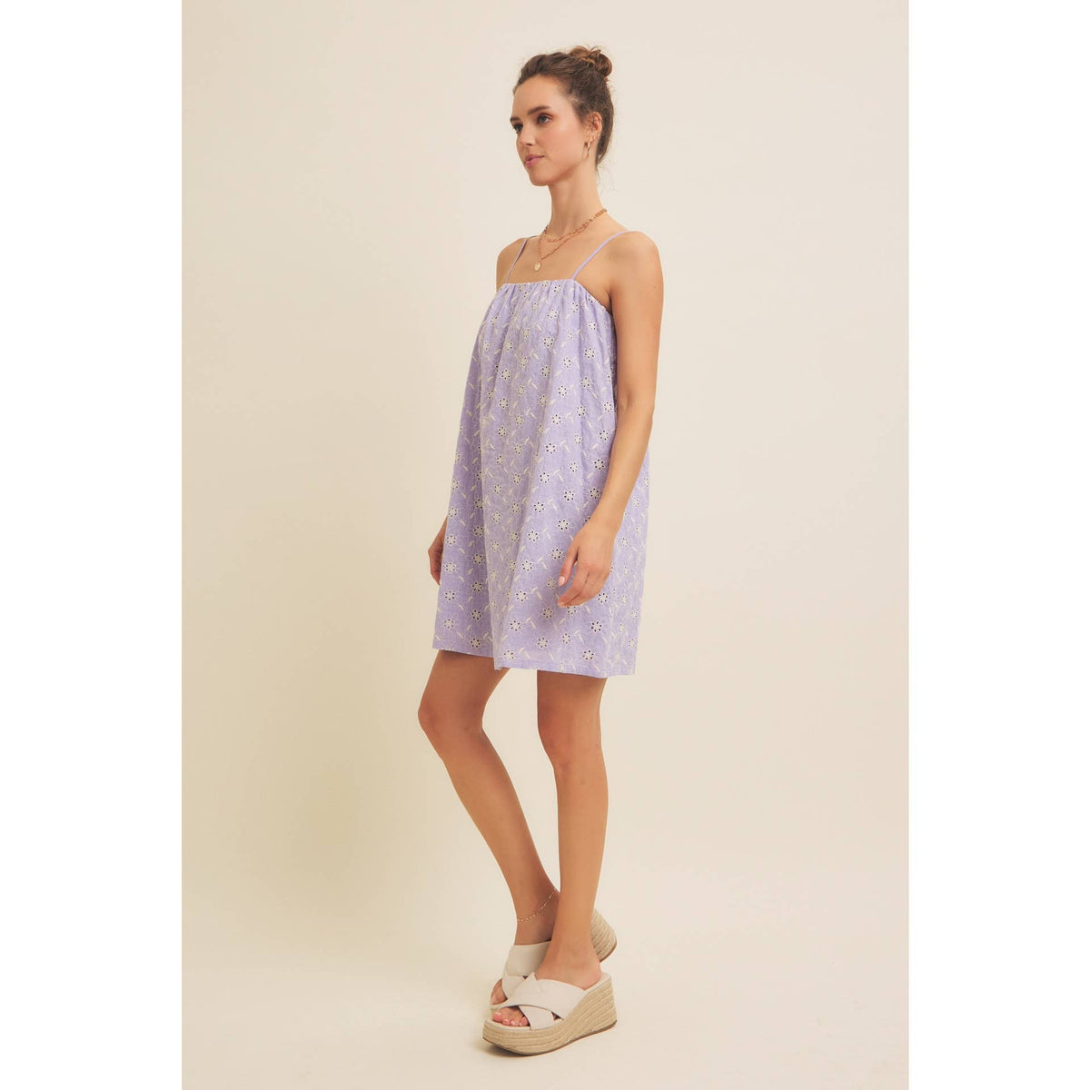 Floral Embroidered Cotton Mini Dress