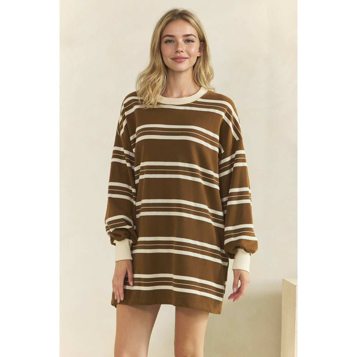 Coastal Breeze Stripe Sweatshirt Dress