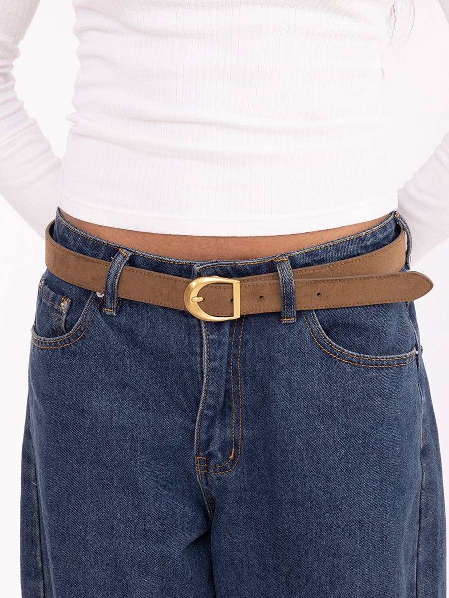 Brown Suede Antique Buckle Belt