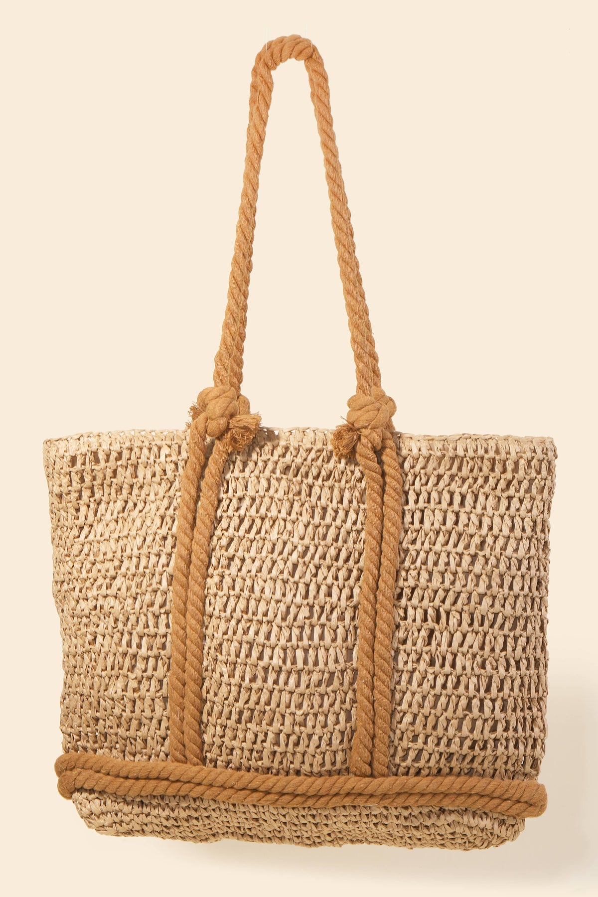 Straw Tote Bag With Rope Handles