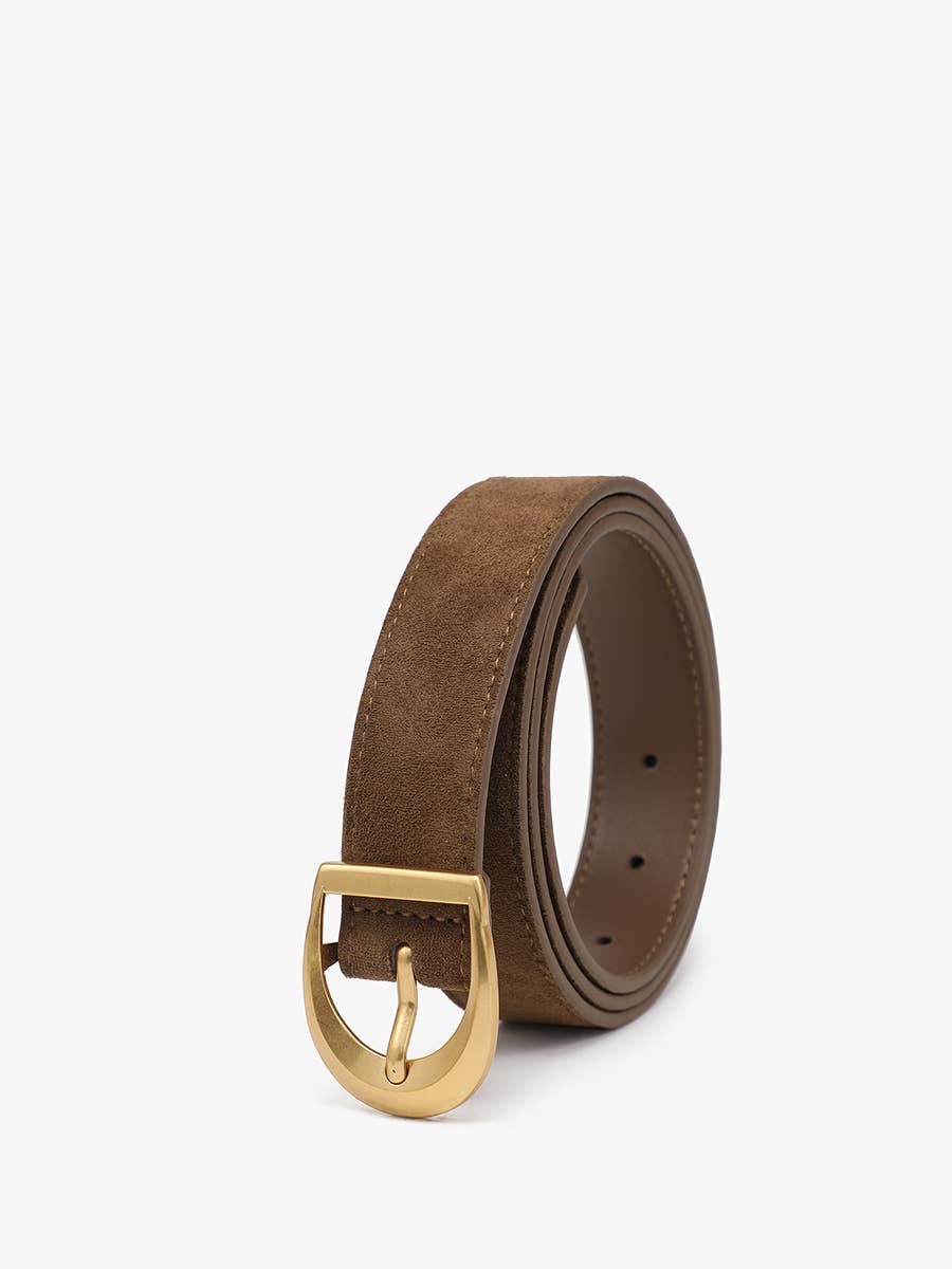 Brown Suede Antique Buckle Belt