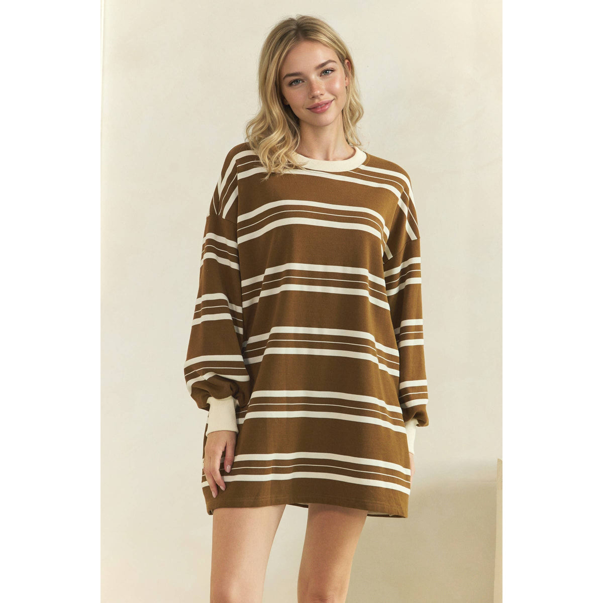 Coastal Breeze Stripe Sweatshirt Dress