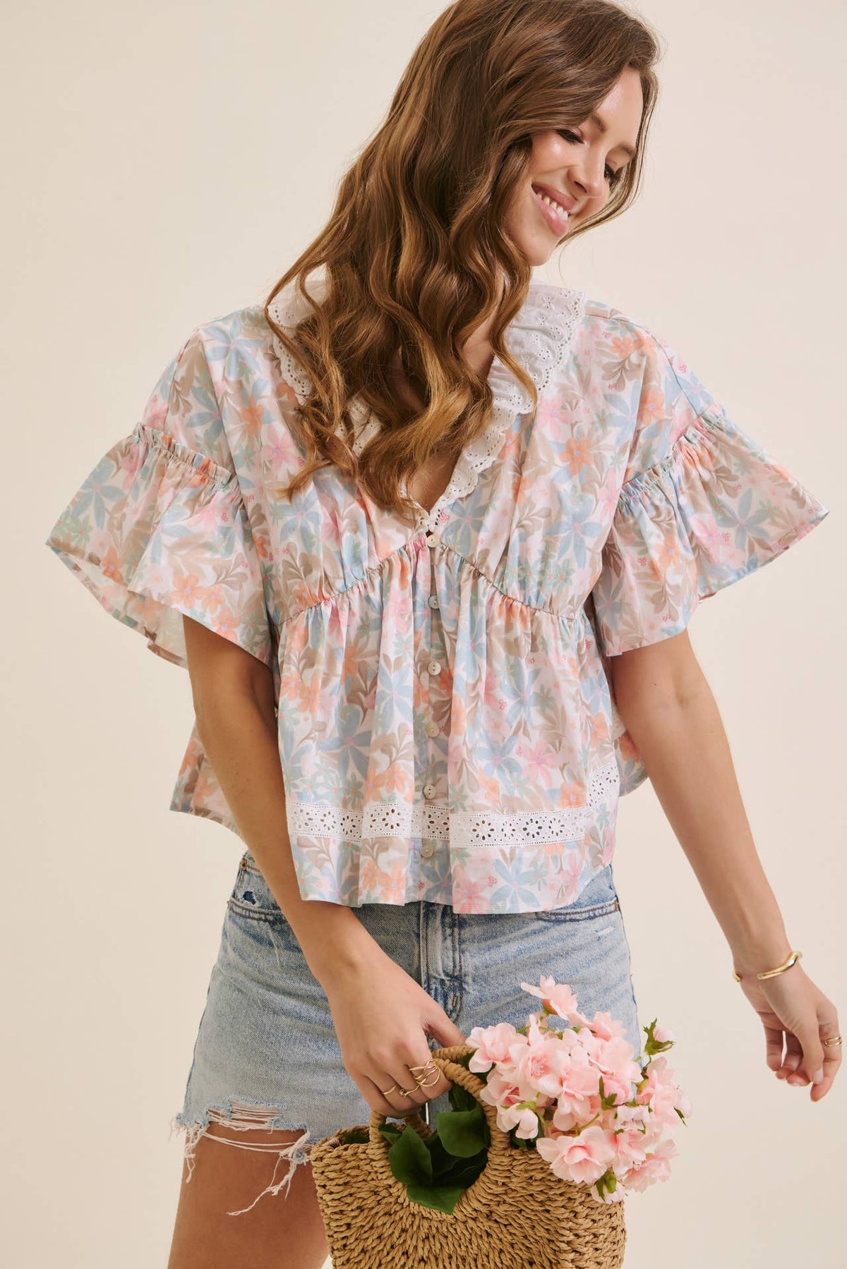 Freshly Bloomed Pastel Floral Blouse