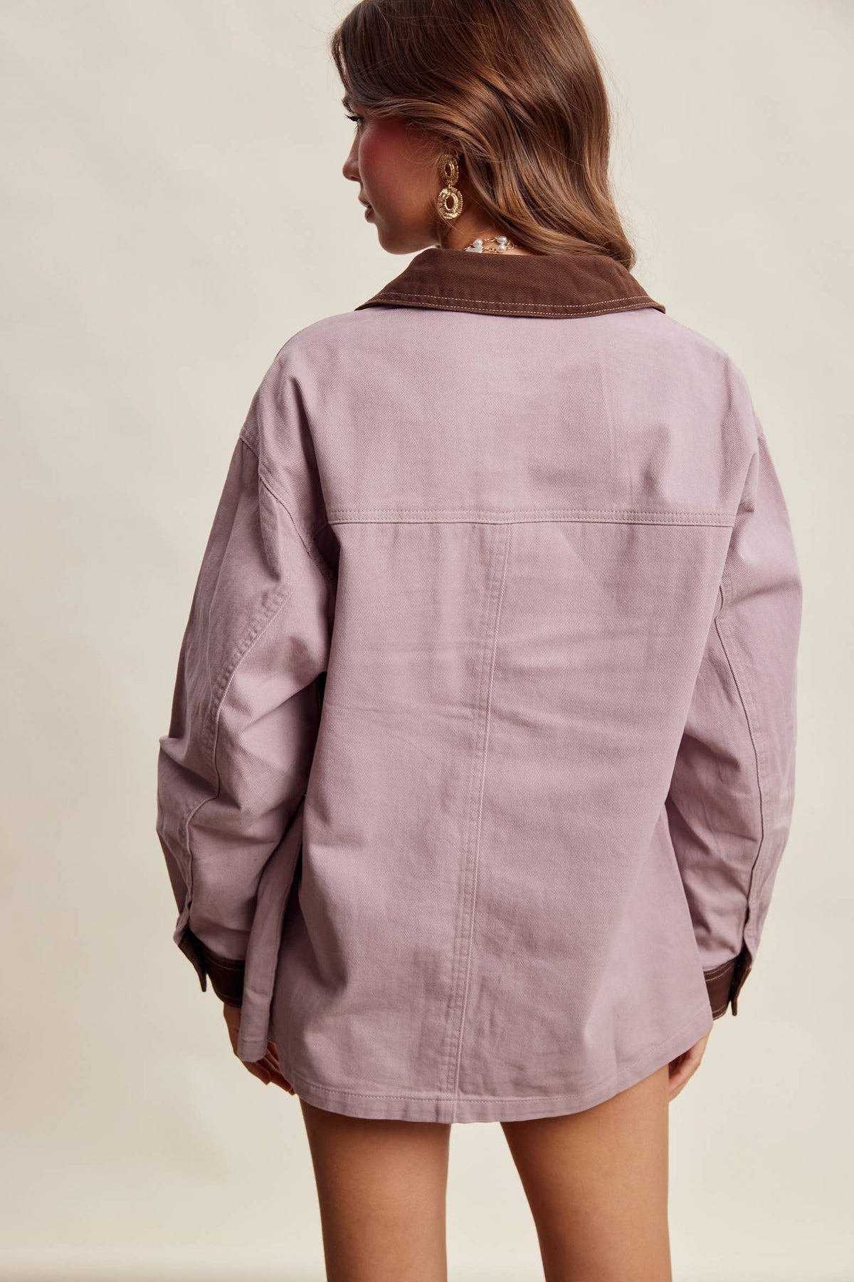 Mauve Contrast Collar Barn Jacket