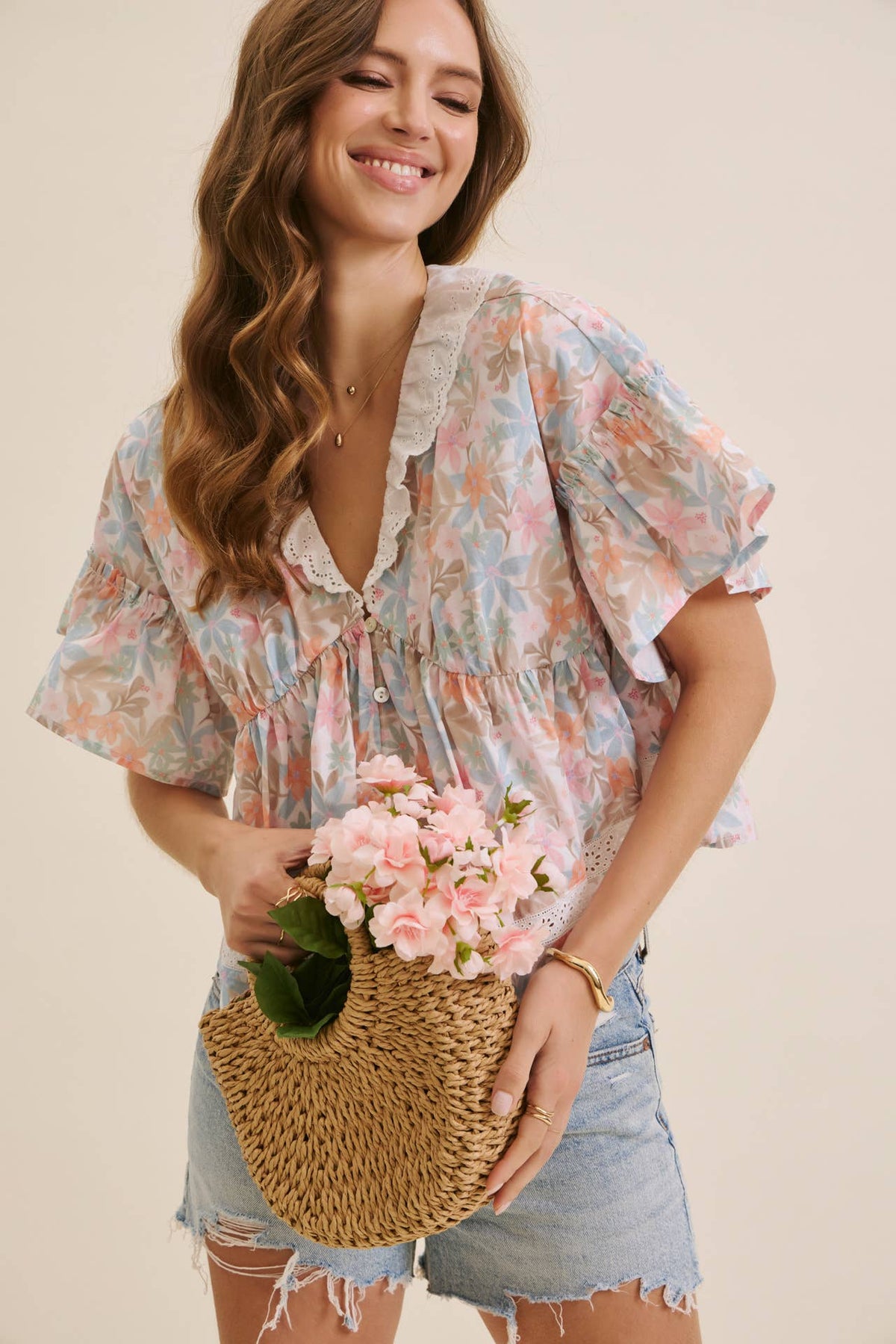 Freshly Bloomed Pastel Floral Blouse