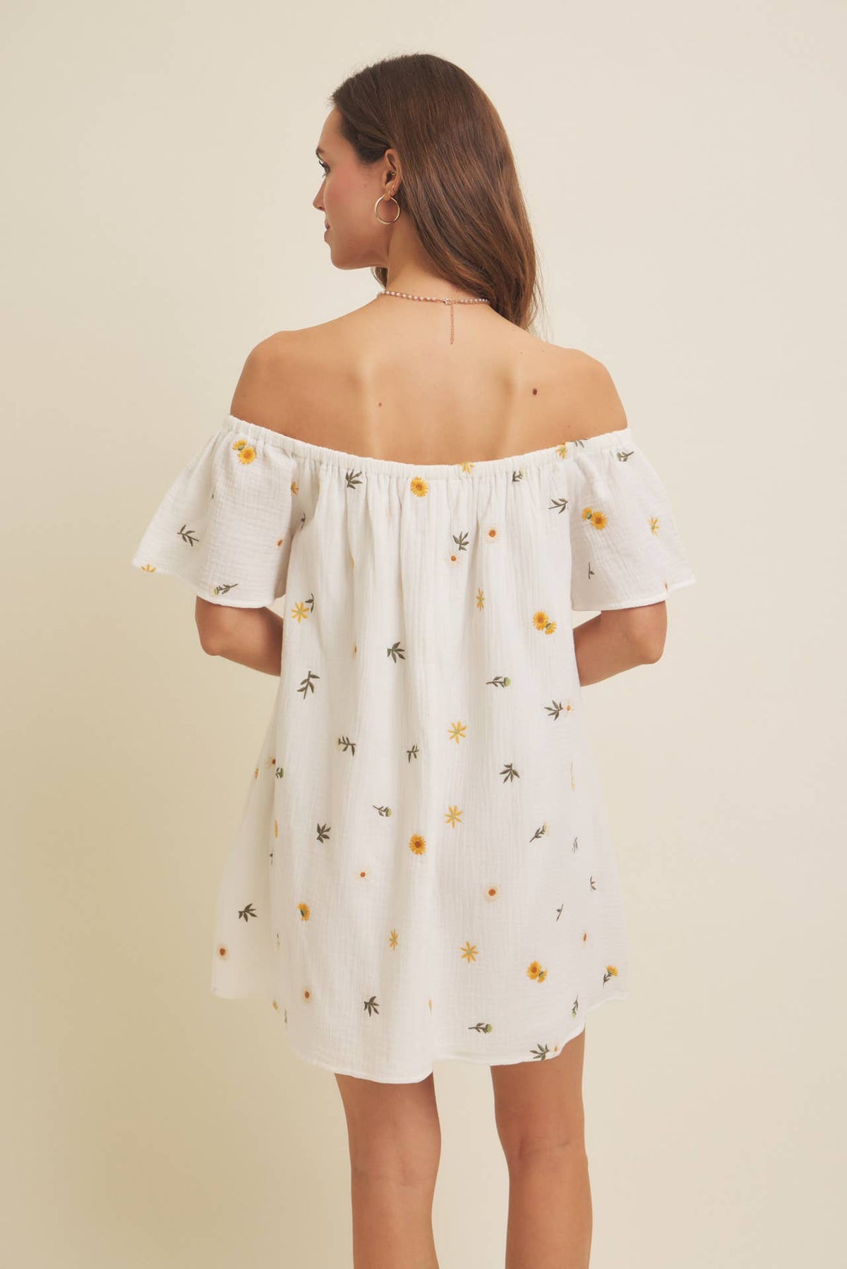 Embroidered Cotton Gauze Mini Dress