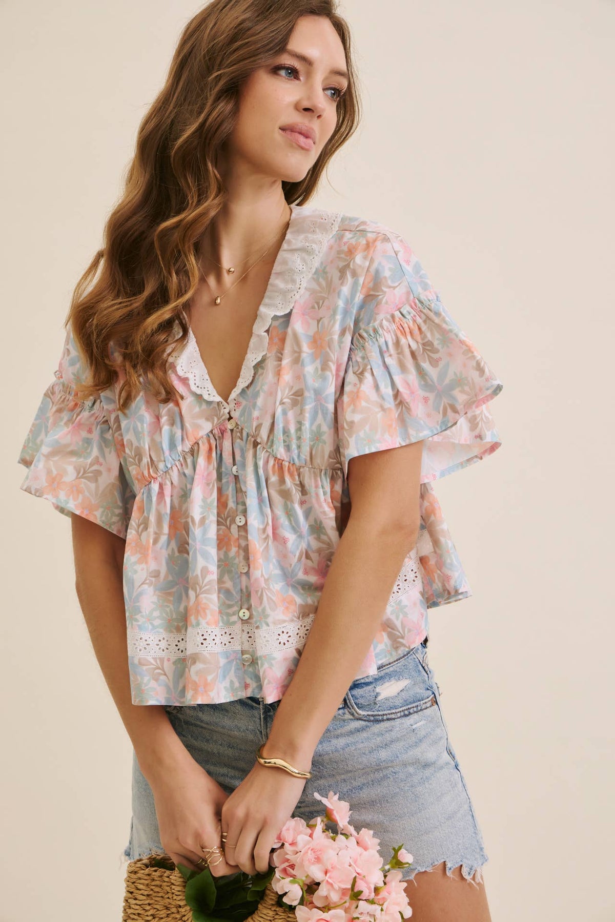 Freshly Bloomed Pastel Floral Blouse