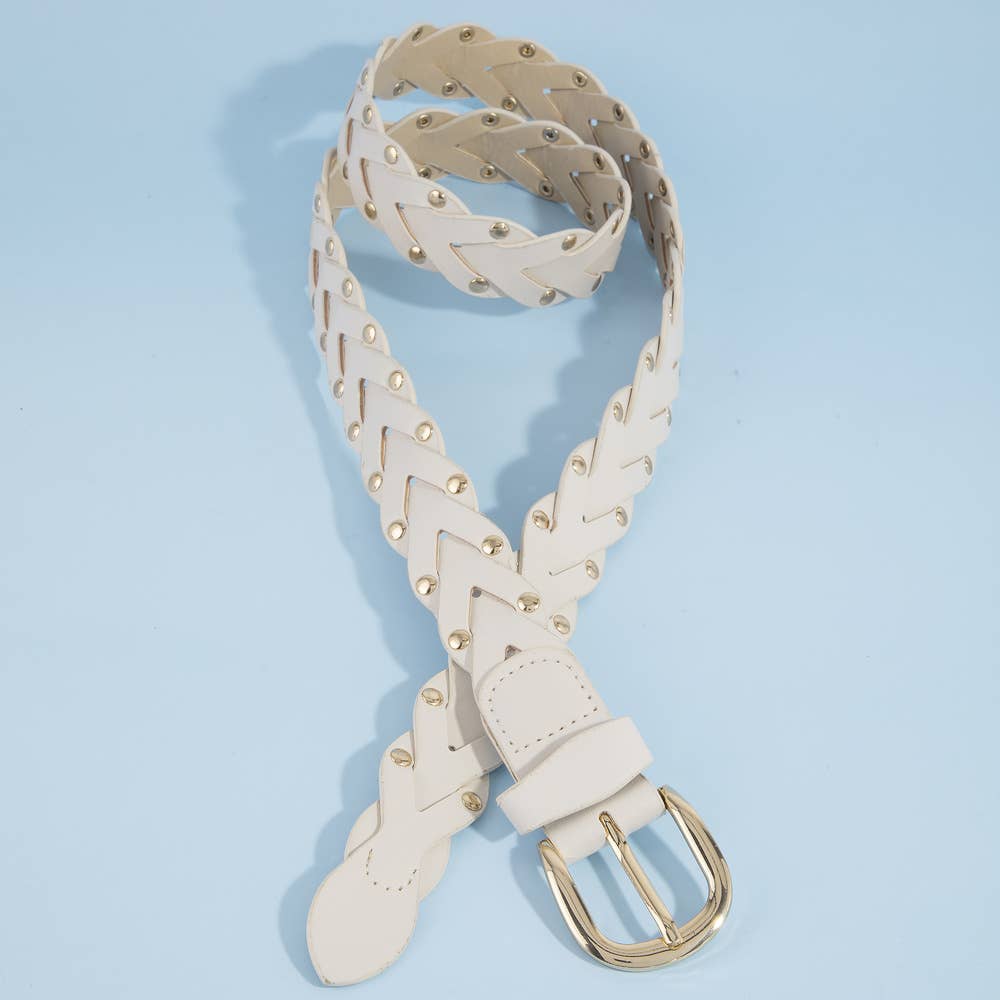 Ivory Braided Studded Belt