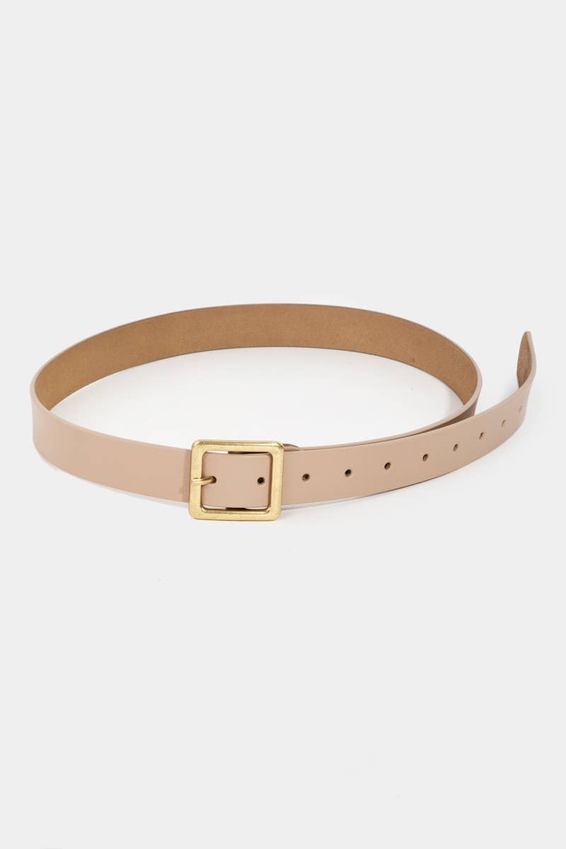 Square Buckle Leather Belt