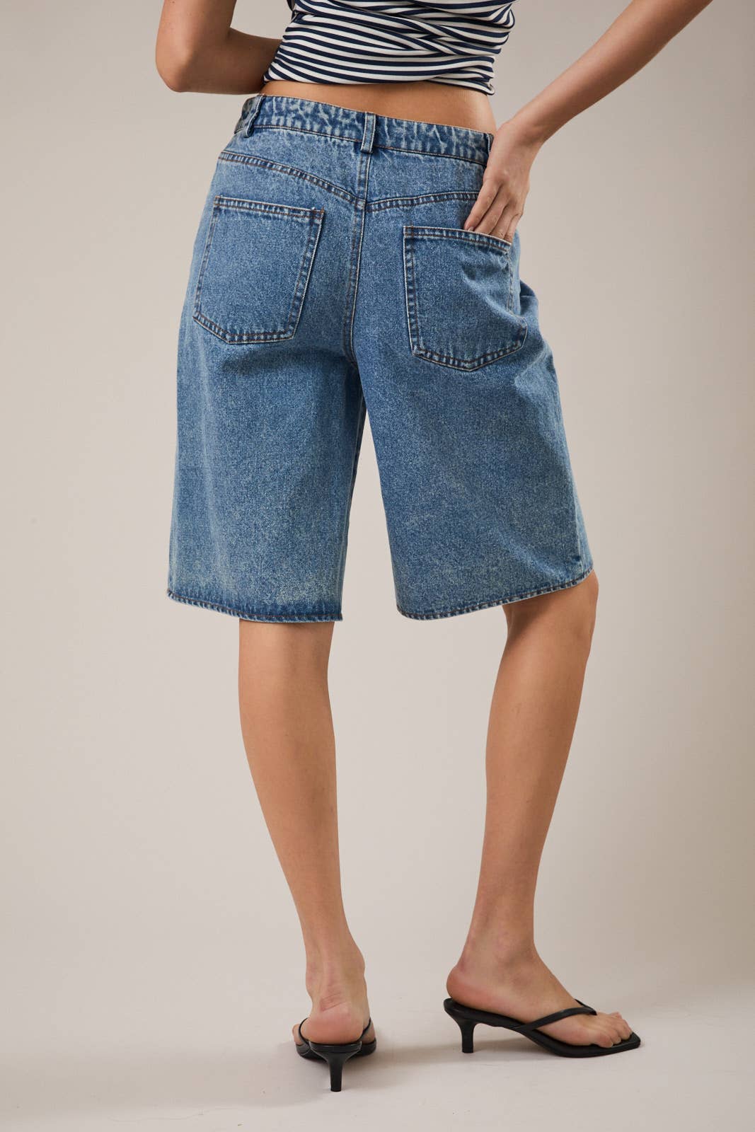 Washed Denim Bermuda Shorts