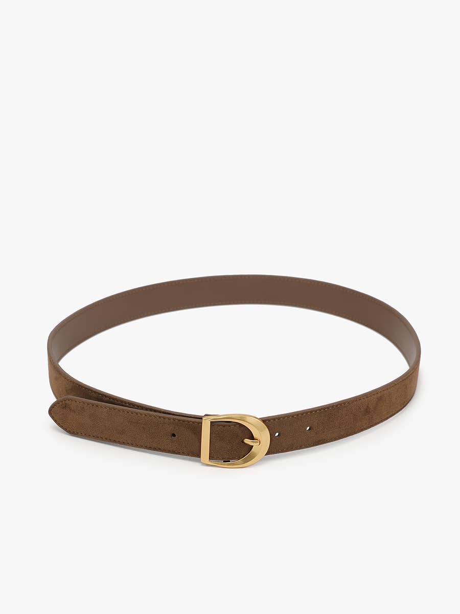 Brown Suede Antique Buckle Belt