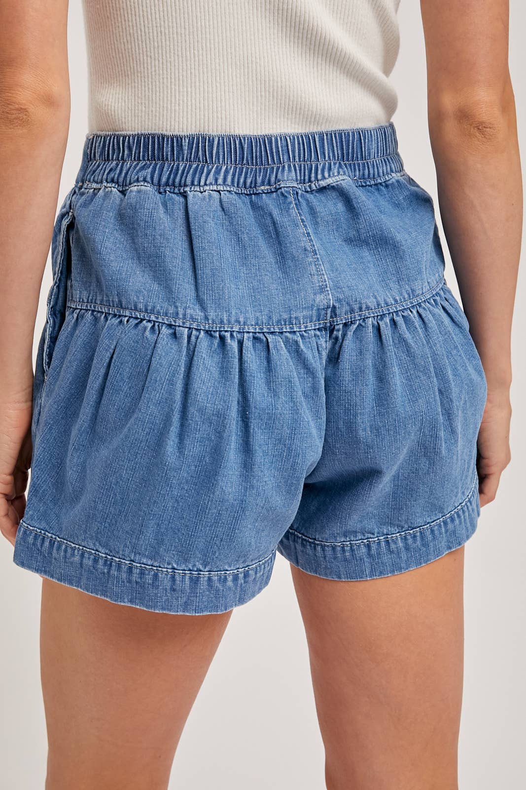 Free Spirit Pleated Denim Shorts